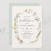 ボヘミアンドライブーケブルーブライダルシャワー 招待状 (正面/裏面)