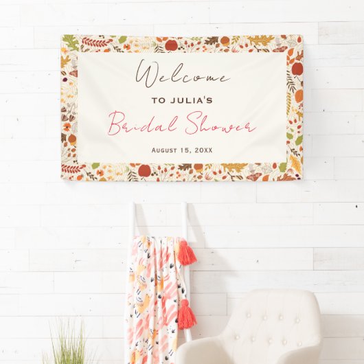 ボヘミアンドライラスティックオータムフォールズブライダルシャワー 横断幕 (インサイチュ)