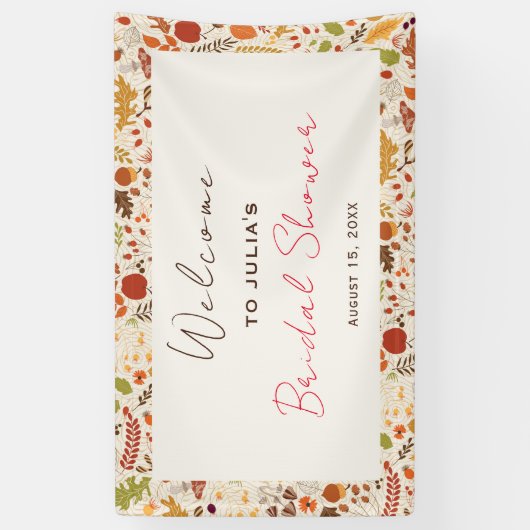 ボヘミアンドライラスティックオータムフォールズブライダルシャワー 横断幕 (縦)