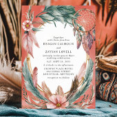 ボヘミアンドリームキャッチャーとフェザーリースのウェディング 招待状