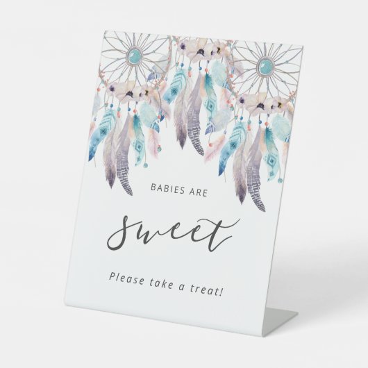 ボヘミアンドリームキャッチャーベビーは甘い赤ちゃんシャワー 台座サイン (正面)