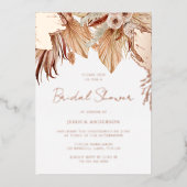 ボヘミアンドリームフローラブライダルシャワーバラ金ゴールド 箔招待状 (正面)