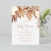 ボヘミアンドリームフローラベビーシャワーバラ金ゴールド 箔招待状 (立ち正面)