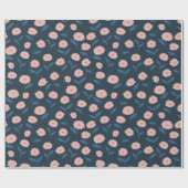 ボヘミアンナビーとピンクの花柄のブライダルシャワー ラッピングペーパー (フラット)