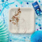 ボヘミアンニュートラルウォーター色フローラ紙プレート ペーパープレート (パーティー)