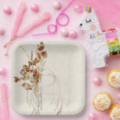 ボヘミアンニュートラルウォーター色フローラ紙プレート ペーパープレート (パーティー)