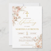 ボヘミアンニュートラルパンパスグラスバプテスマ《キリスト教》洗礼式や命名式 招待状 (正面)