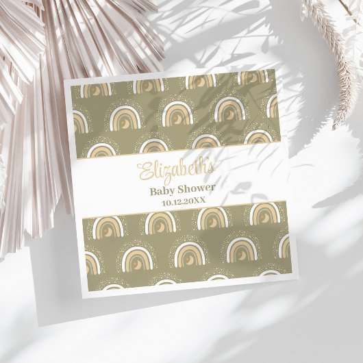 ボヘミアンニュートラルレインボーベビーシャワー スタンダードランチョンナプキン