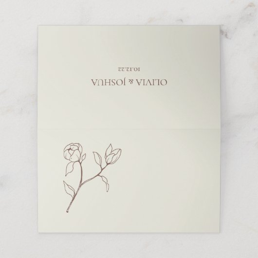 ボヘミアンニュートラル結婚フローラのテーブル座席表 プレイスカード (外部開封)