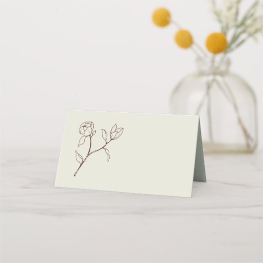 ボヘミアンニュートラル結婚フローラのテーブル座席表 プレイスカード (正面)