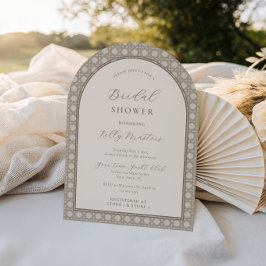 ボヘミアンニュートラル織り竹ブライダルシャワー 招待状