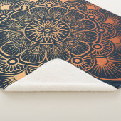 ボヘミアンネイビーブルーピーチマンダラ シェルパブランケット (3/4)