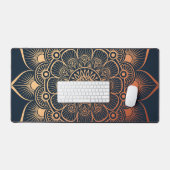 ボヘミアンネイビーブルーピーチマンダラ デスクマット (キーボード&マウス)