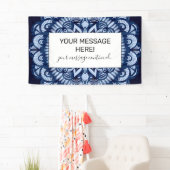 ボヘミアンネイビーブルー絞り染めマンダラ 横断幕 (インサイチュ)