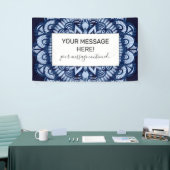 ボヘミアンネイビーブルー絞り染めマンダラ 横断幕 (トレードショー)