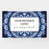 ボヘミアンネイビーブルー絞り染めマンダラ 横断幕 (横)