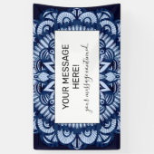 ボヘミアンネイビーブルー絞り染めマンダラ 横断幕 (縦)