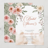 ボヘミアンハウス | ヴィンテージローズのブライズシャワー 招待状 (正面/裏面)