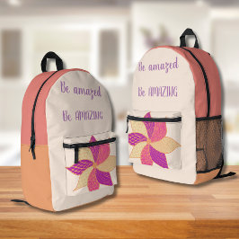 ボヘミアンハッピーフラワーバックパック プリントバックパック