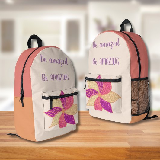 ボヘミアンハッピーフラワーバックパック プリントバックパック