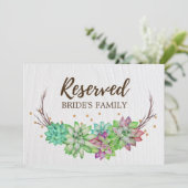 ボヘミアンハートのラスティックフラワーのサボテン　ウェディング　予約済みサイン 招待状 (スタンド正面)