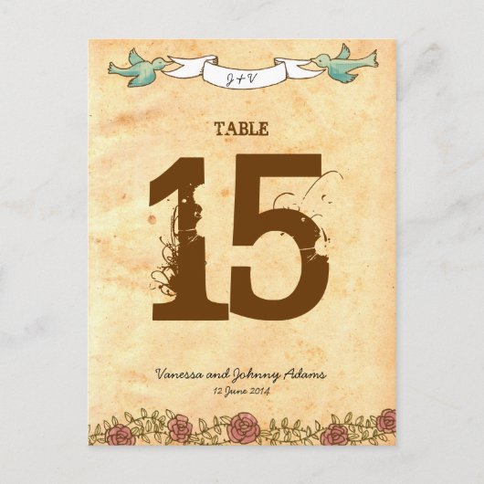 ボヘミアンハート、バラ、鳥、およびバナ結婚ーズ ポストカード (正面)