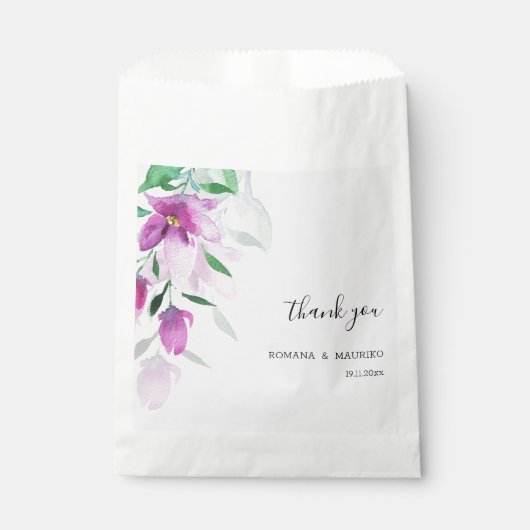 ボヘミアンバイオレットウォーターカラーアートフラワー フェイバーバッグ (正面)