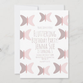 ボヘミアンバタフライパステルピンク誕生日招待状 招待状