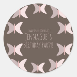 ボヘミアンバタフライパステルピンク誕生日 ラウンドシール