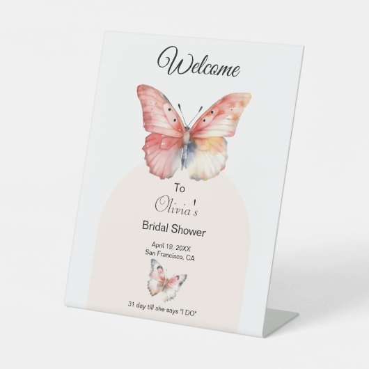 ボヘミアンバタフライブライダルシャワーウェルカム 台座サイン (正面)