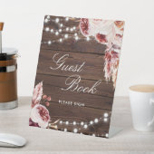 ボヘミアンバラ素朴ウッドゲストブックサイン 台座サイン (インサイチュ)