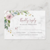 ボヘミアンバラ金ゴールドジオメトリ水色フローラ 出欠カード (正面)