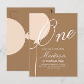 ボヘミアンバルーンのファーストバースデーパーティー招待状 ポストカード (正面/裏面)