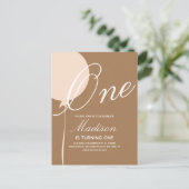 ボヘミアンバルーン1歳誕生日パーティー招待状 ポストカード (スタンド正面)