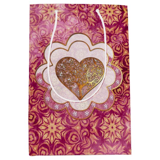 ボヘミアンバレンタインウィムジー3Dバレンタイン結婚式 ミディアムペーパーバッグ (正面)