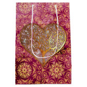 ボヘミアンバレンタインウィムジー3Dバレンタイン結婚式 ミディアムペーパーバッグ (裏面)