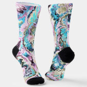 ボヘミアンパカラフルステルフラクタルマーブル抽象芸術 ソックス (傾斜あり)