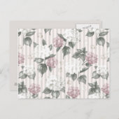 ボヘミアンパステルピンクグリーンフローラストライプパターン ポストカード (正面/裏面)