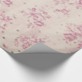 ボヘミアンパステルピンクストライプフローラ水玉模様 ラッピングペーパー (角)
