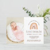 ボヘミアンパステルレインボー1歳誕生日写真招待状 招待状 (スタンド正面)