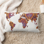 ボヘミアンパターン(の模様が)あるワールドマップステートメント枕 ランバークッション (ブランケット)
