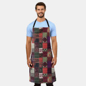 ボヘミアンパッチワークオールオーバープリントエプロン エプロン (着用した状態)