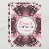 ボヘミアンパッチワークピンクブライダルシャワー招待状 招待状 (正面/裏面)