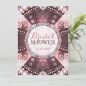 ボヘミアンパッチワークピンクブライダルシャワー招待状 招待状 (スタンド正面)