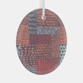 ボヘミアンパッチワーク：手描きシームレスデザイン。 ガラスオーナメント (正面右)
