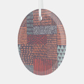 ボヘミアンパッチワーク：手描きシームレスデザイン。 ガラスオーナメント (正面左)