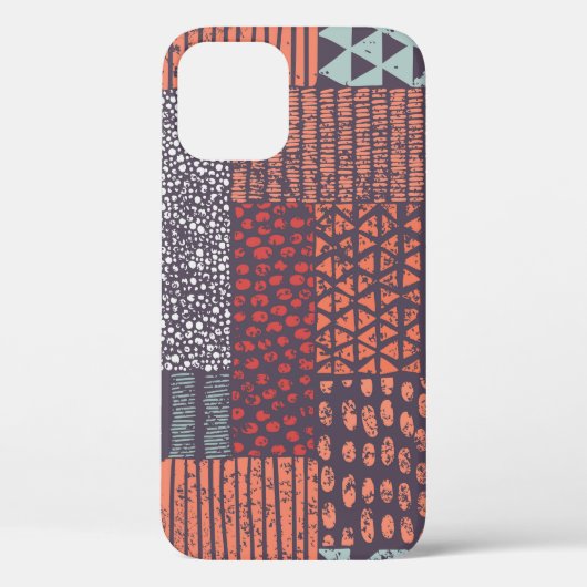 ボヘミアンパッチワーク:手描きシームレスデザイン。 Case-Mate iPhoneケース (裏面)