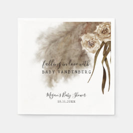 ボヘミアンパンパスグラスグリーンリーベビーシャワー スタンダードカクテルナプキン