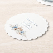 ボヘミアンパンパスグラスダスティブルー結婚ズ ペーパーコースター (アングル)