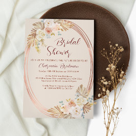 ボヘミアンパンパスグラスフレームブライダルシャワー 招待状